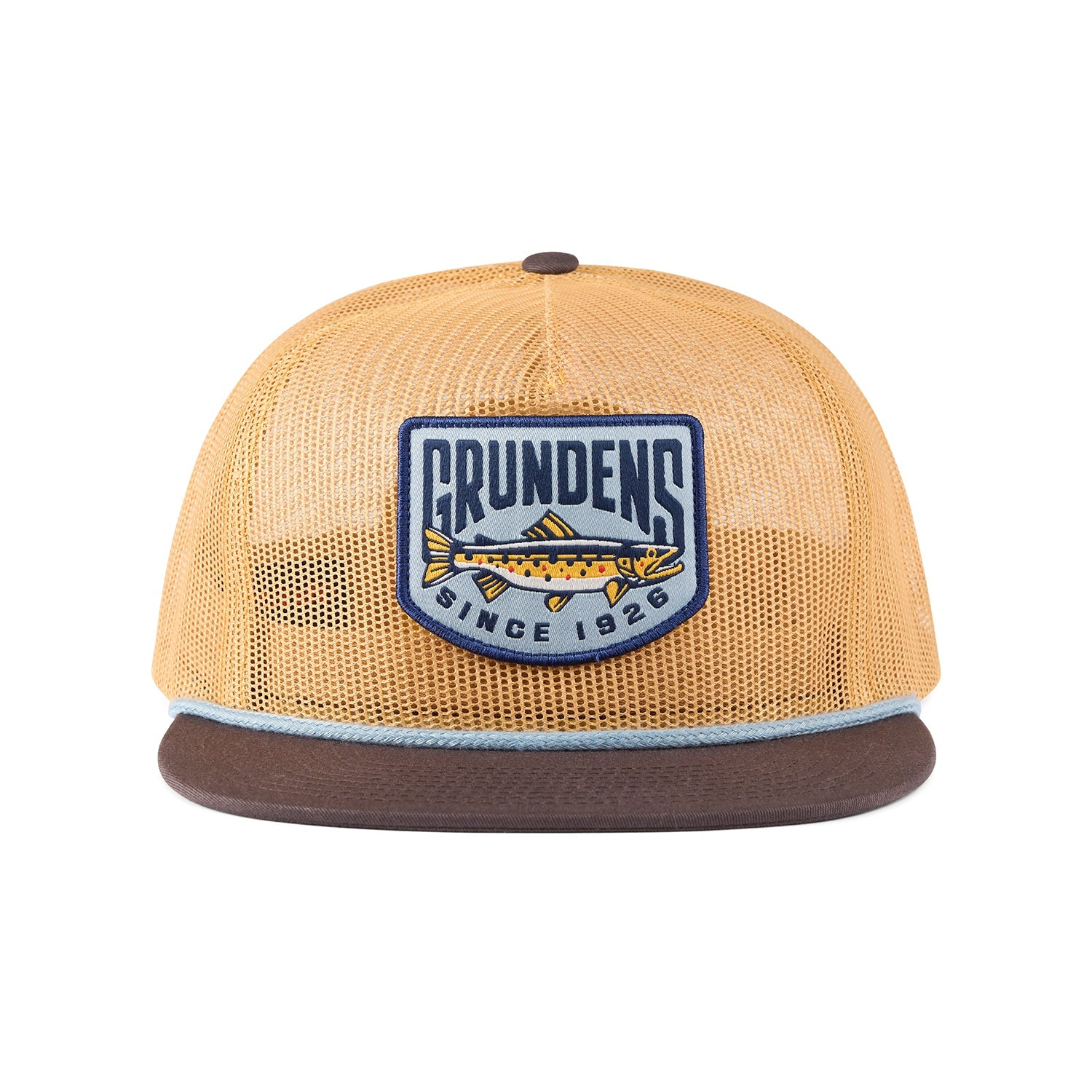 TROUT PATCH MESH TRUCKER WHISKEY/DARK BROWN