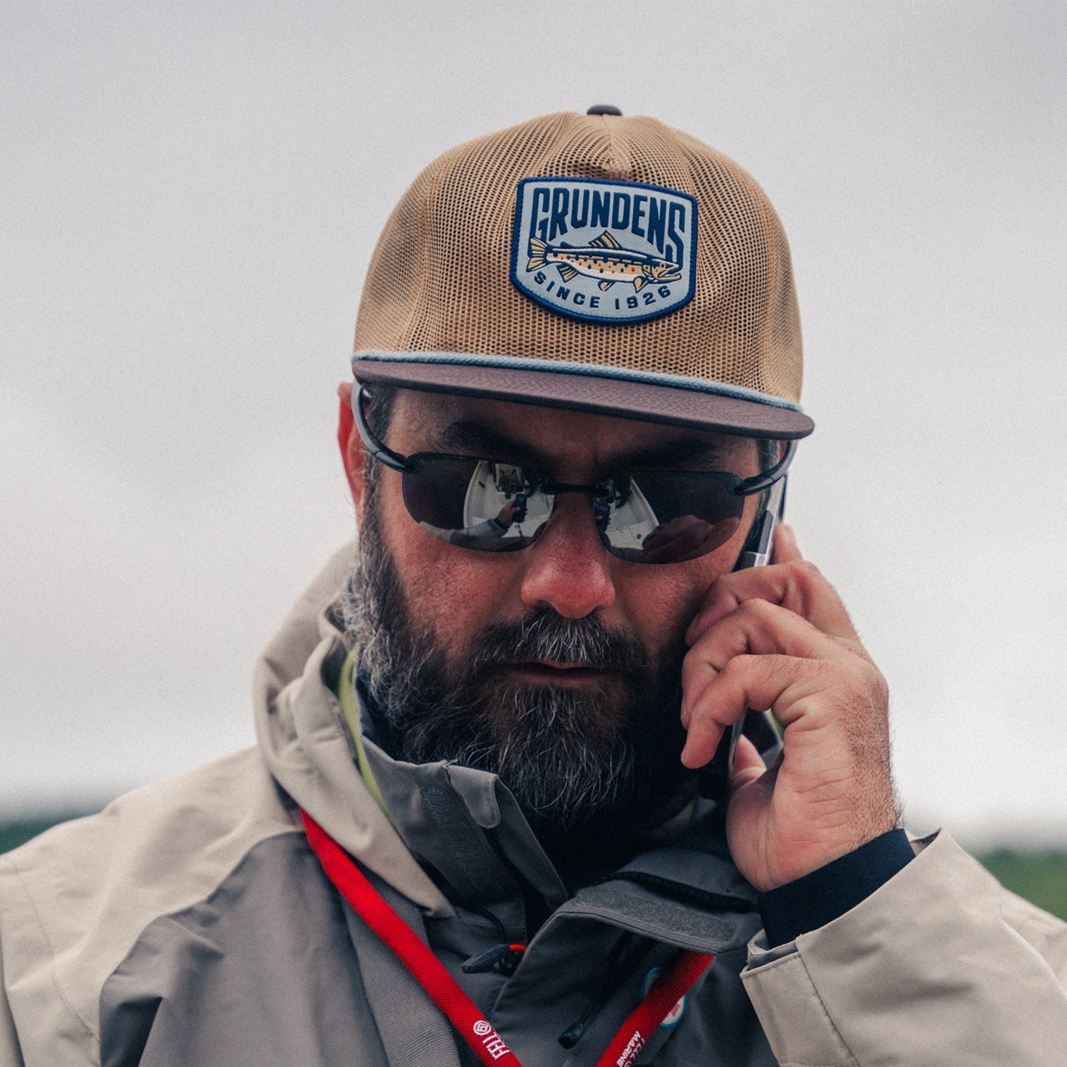 TROUT PATCH MESH TRUCKER WHISKEY/DARK BROWN