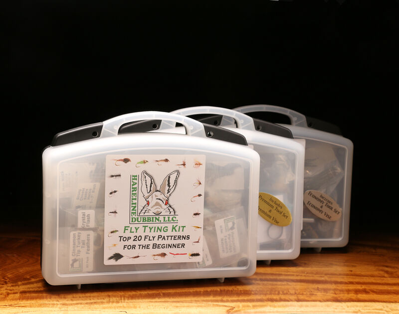 HARELINE FLY TYING MATERIAL KIT WITH ECONOMY TOOLS AND VISE